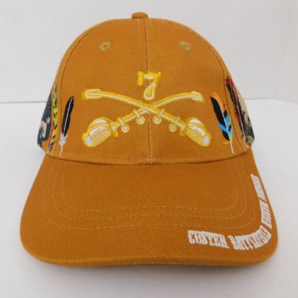 Custer Battlefield OSFA NWOT Golden Brown Embroidered Ball Cap Hat Historical US - Picture 1 of 6